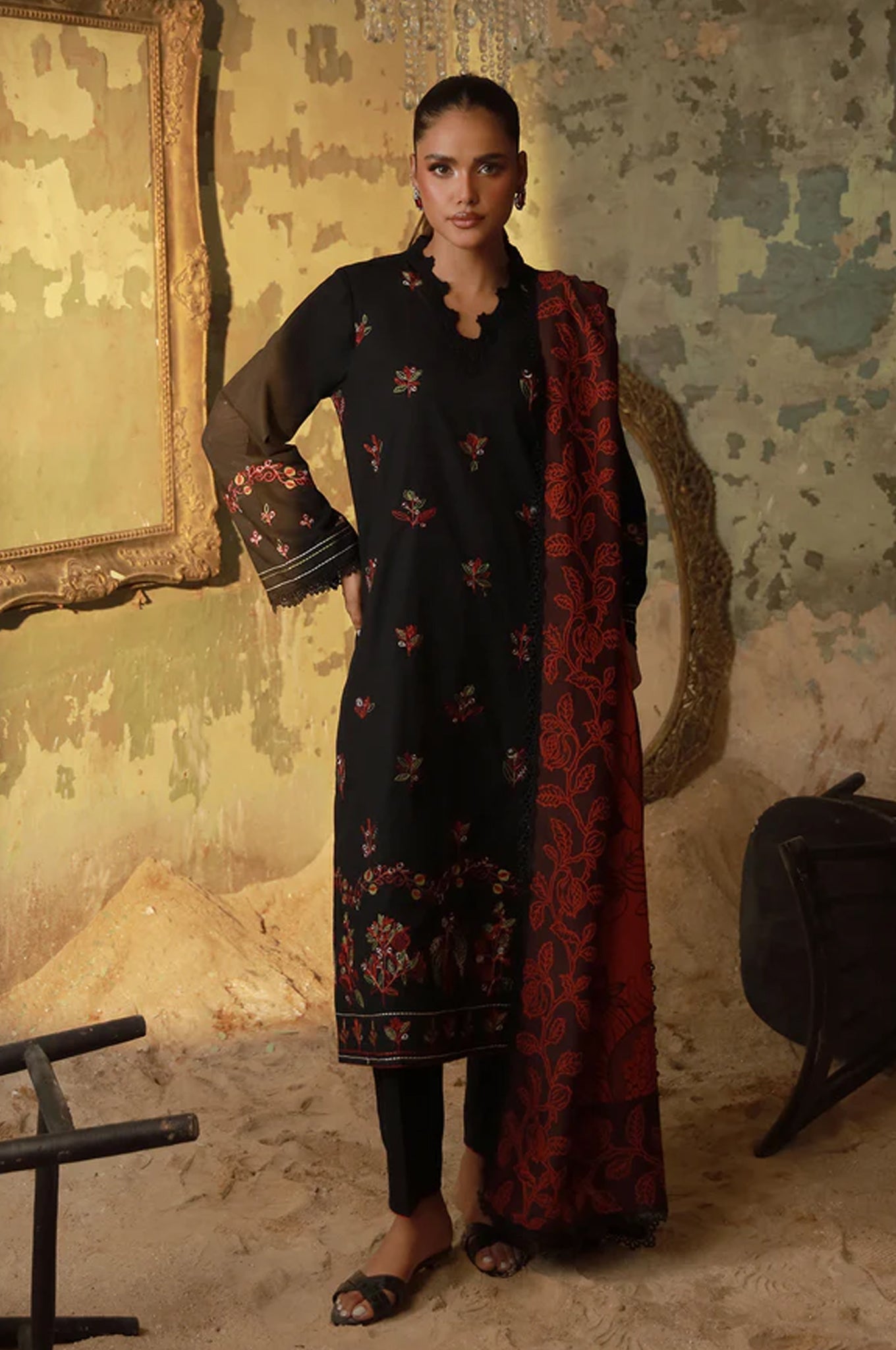 Sahar Unstitched 3 Piece Emb Cotton Viscose Fall Collection'2025-AW1-25-12-UNS