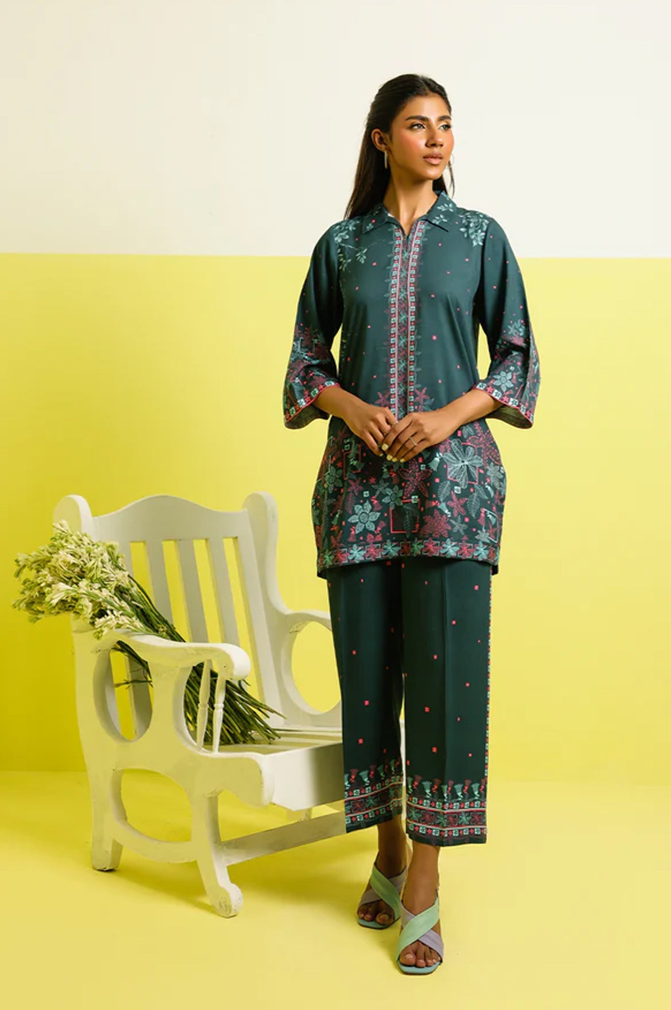 Elara By Sahar Unstitched 2 Piece Printed Marina Twill Fall Suit-AW1-25-28-UNS