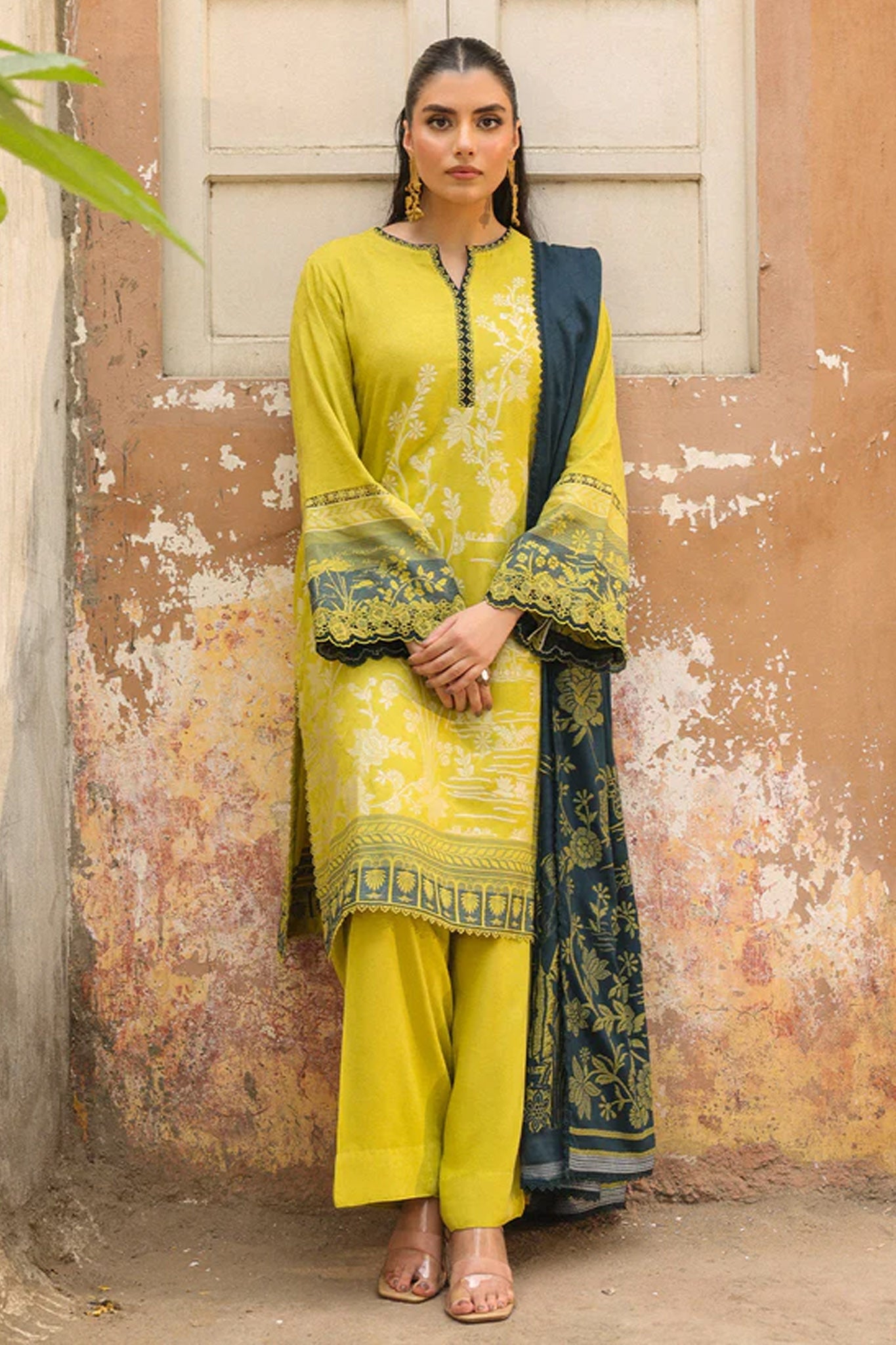 Sahar Unstitched 3 Piece Dyed Jacquard Winter Suit-AW2-25-11-Rosemary Night