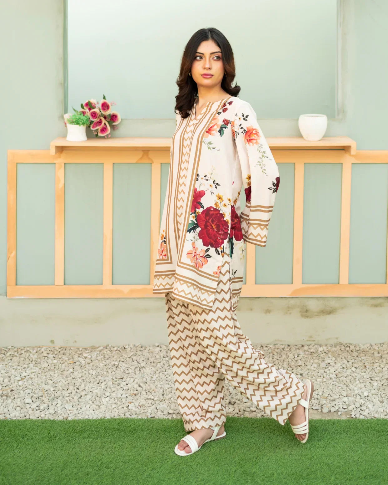 Zauk Stitched Co Ords - Floral Fantasy