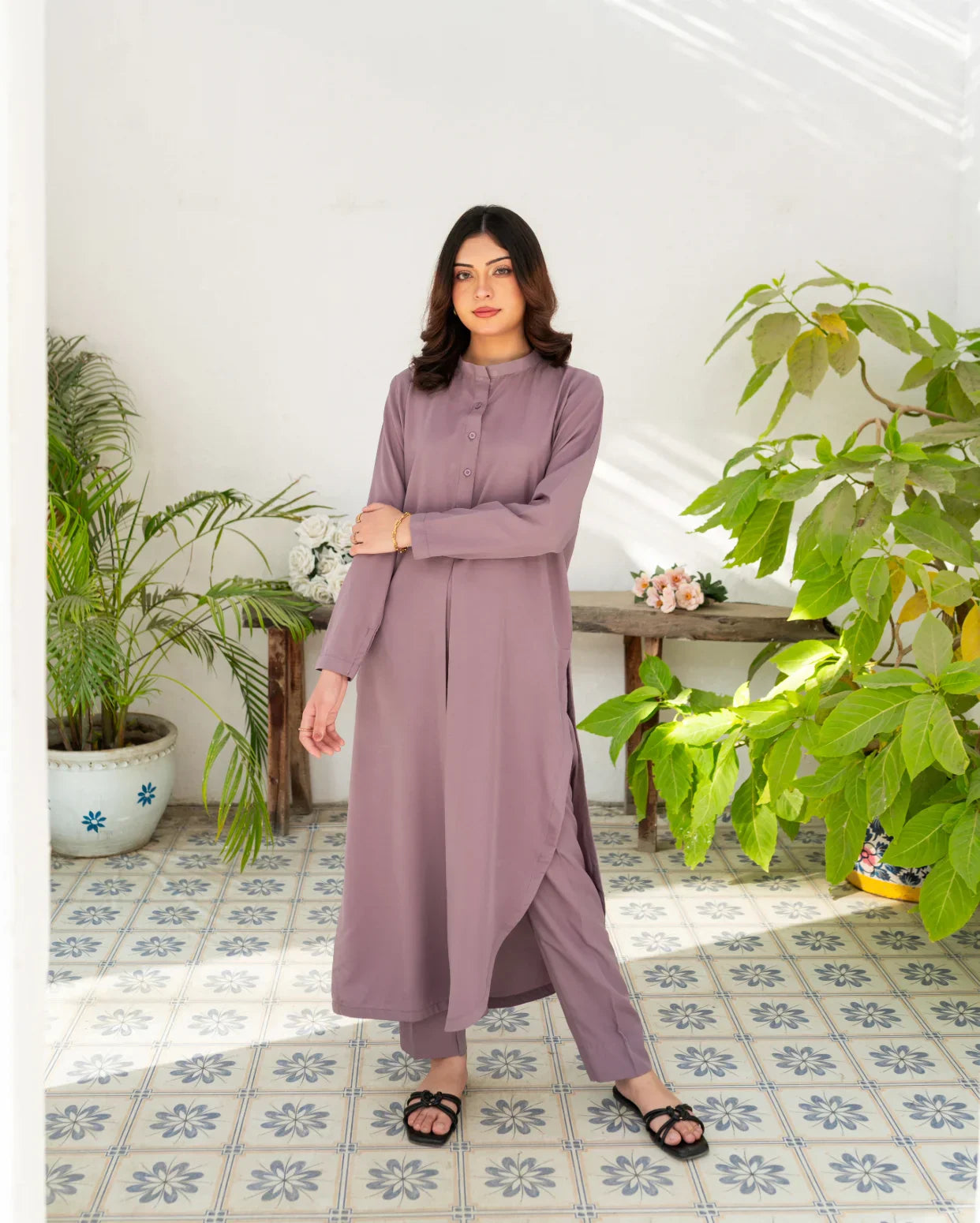 Zauk Stitched Co Ords - Lavender Grace