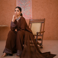Zauk Stitched 3 Piece Collection-Rosewood - Farshi Shalwar Set