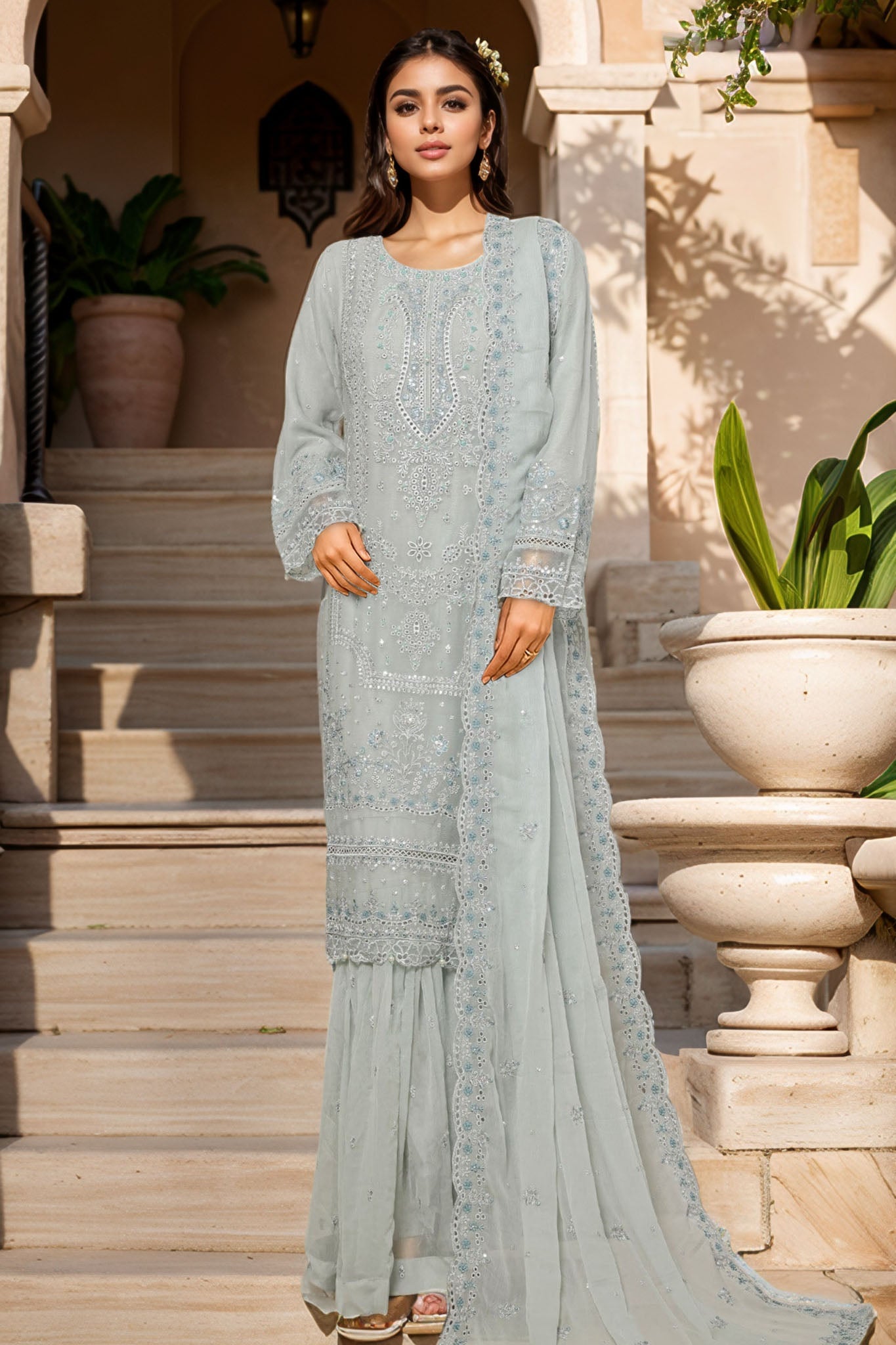 Afsany by Sada Bahar Stitched 3 Piece Luxury Chiffon Vol-13 Collection'2025-CR-29-Ice