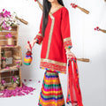 Mah e Noor By Modest Stitched 3 Piece Formals Collection-Red