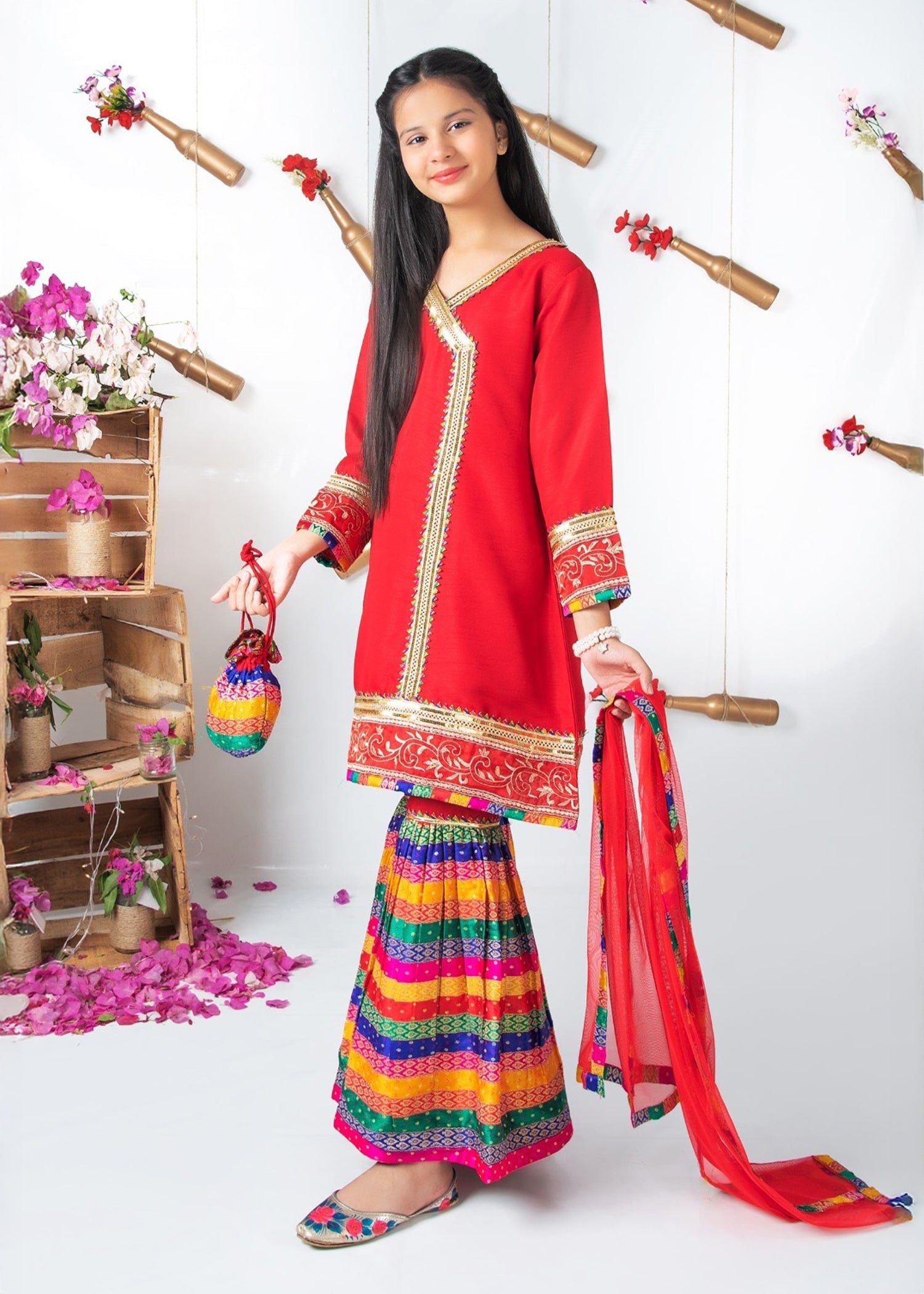 Mah e Noor By Modest Stitched 3 Piece Formals Collection-Red