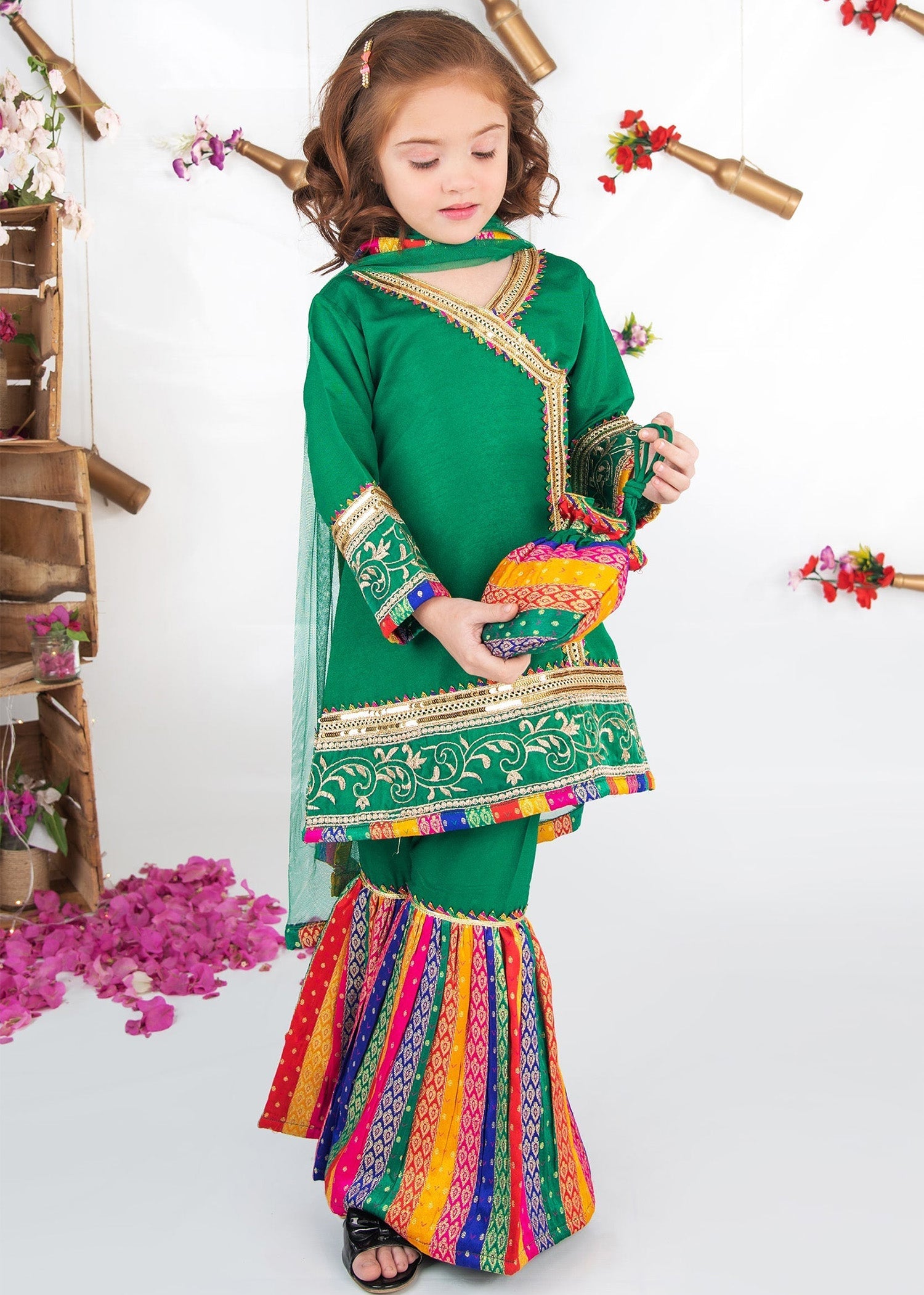 Mah e Noor By Modest Stitched 3 Piece Formals Collection-Green