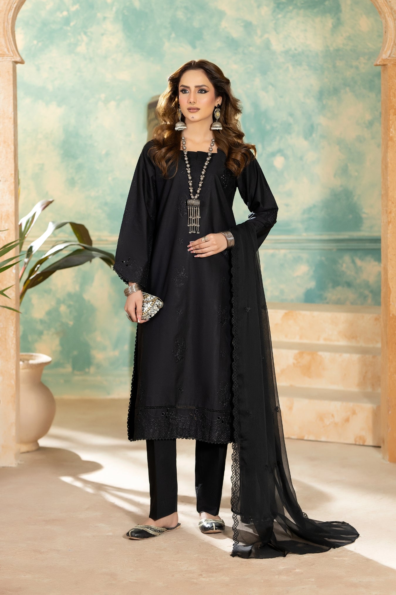 Monochrome By Inara Stitched 3 Piece Winter Suit-AYOOSH DR-05