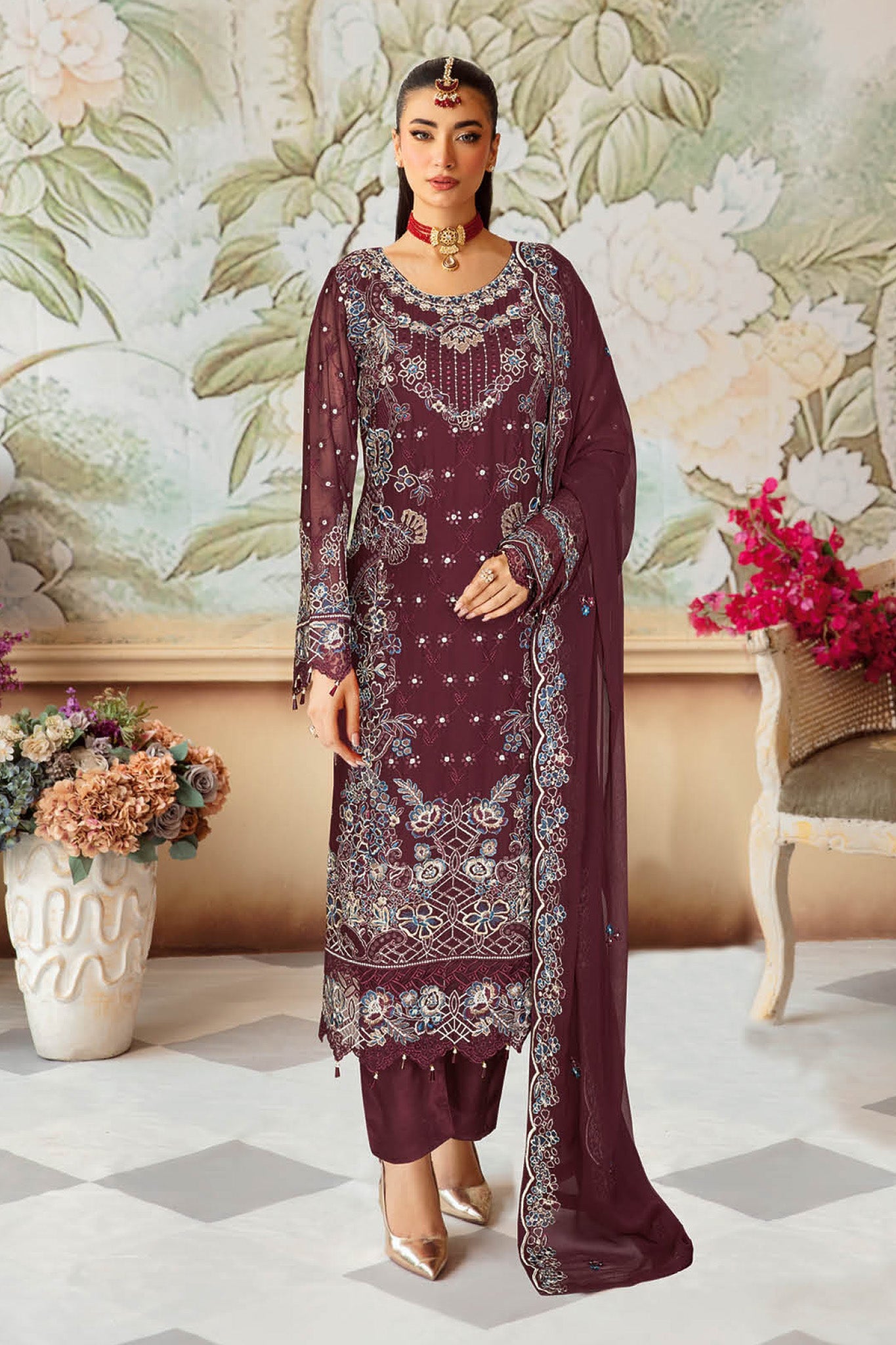 Sangeet by Ramsha Unstitched 3 Piece Chiffon Vol-03 Collection'2025-B-305