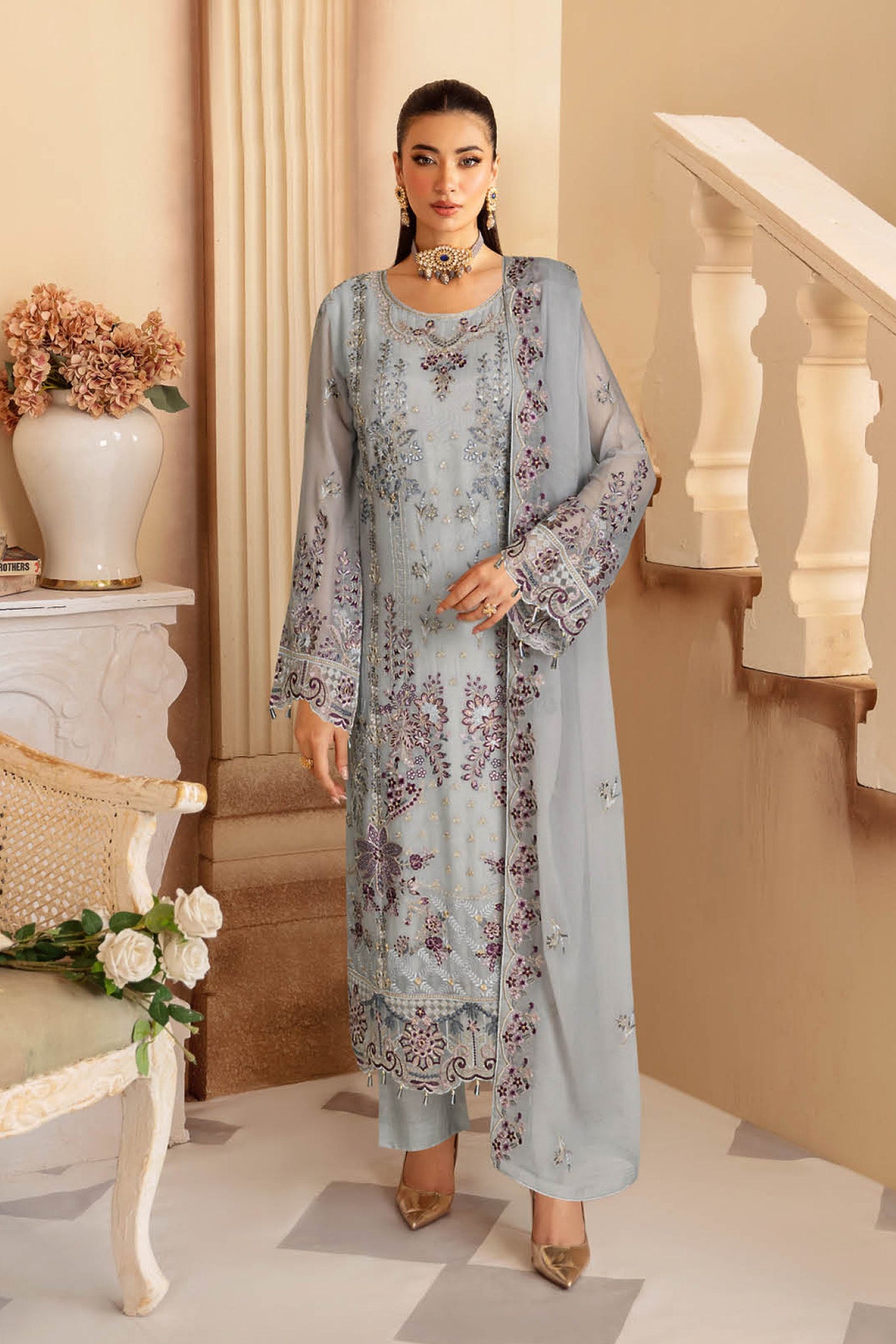 Sangeet by Ramsha Unstitched 3 Piece Chiffon Vol-03 Collection'2025-B-309