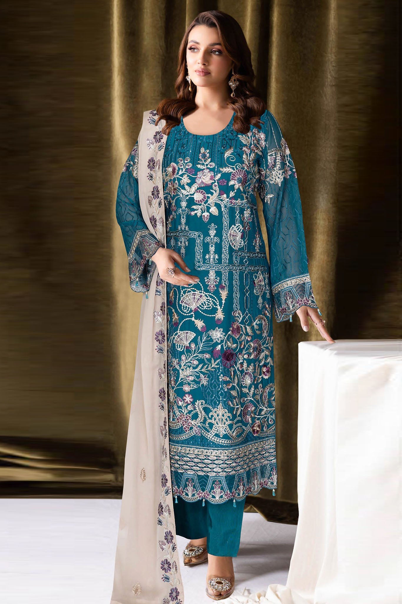 Sangeet by Ramsha Unstitched 3 Piece Chiffon Vol-04 Suit-B-401