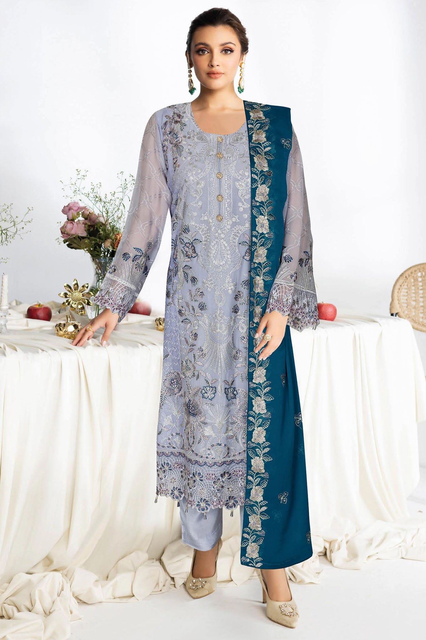 Sangeet by Ramsha Unstitched 3 Piece Chiffon Vol-04 Suit-B-404