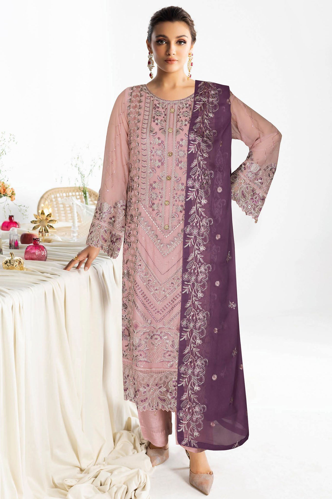 Sangeet by Ramsha Unstitched 3 Piece Chiffon Vol-04 Suit-B-406