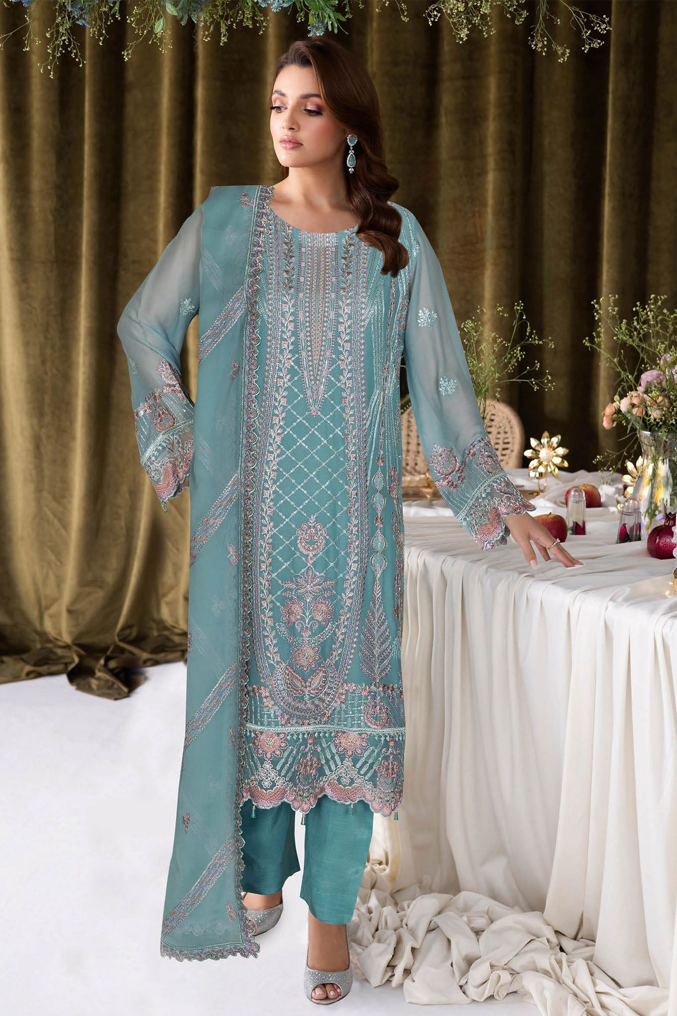 Sangeet by Ramsha Unstitched 3 Piece Chiffon Vol-04 Suit-B-407