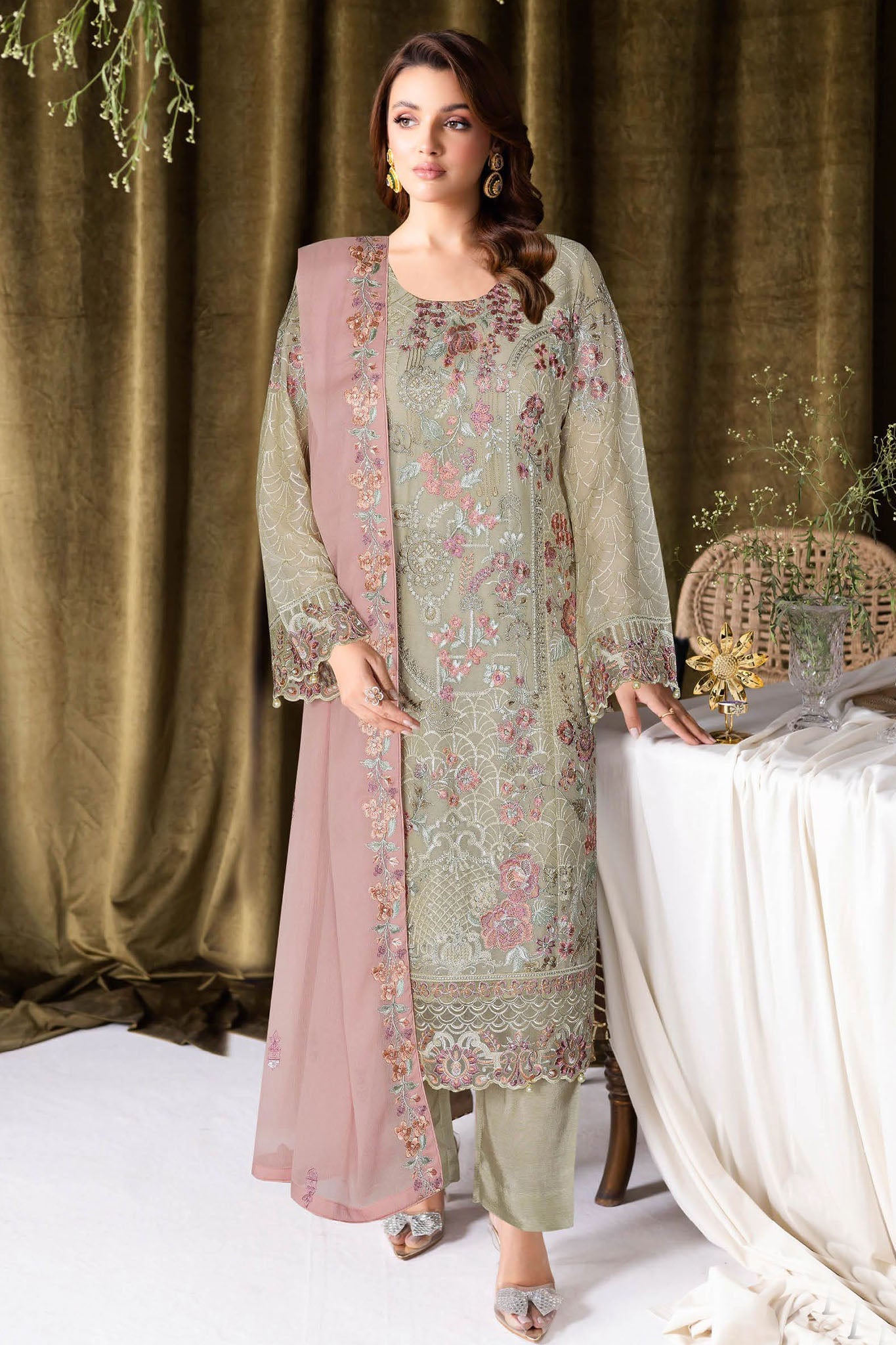 Sangeet by Ramsha Unstitched 3 Piece Chiffon Vol-04 Suit-B-409