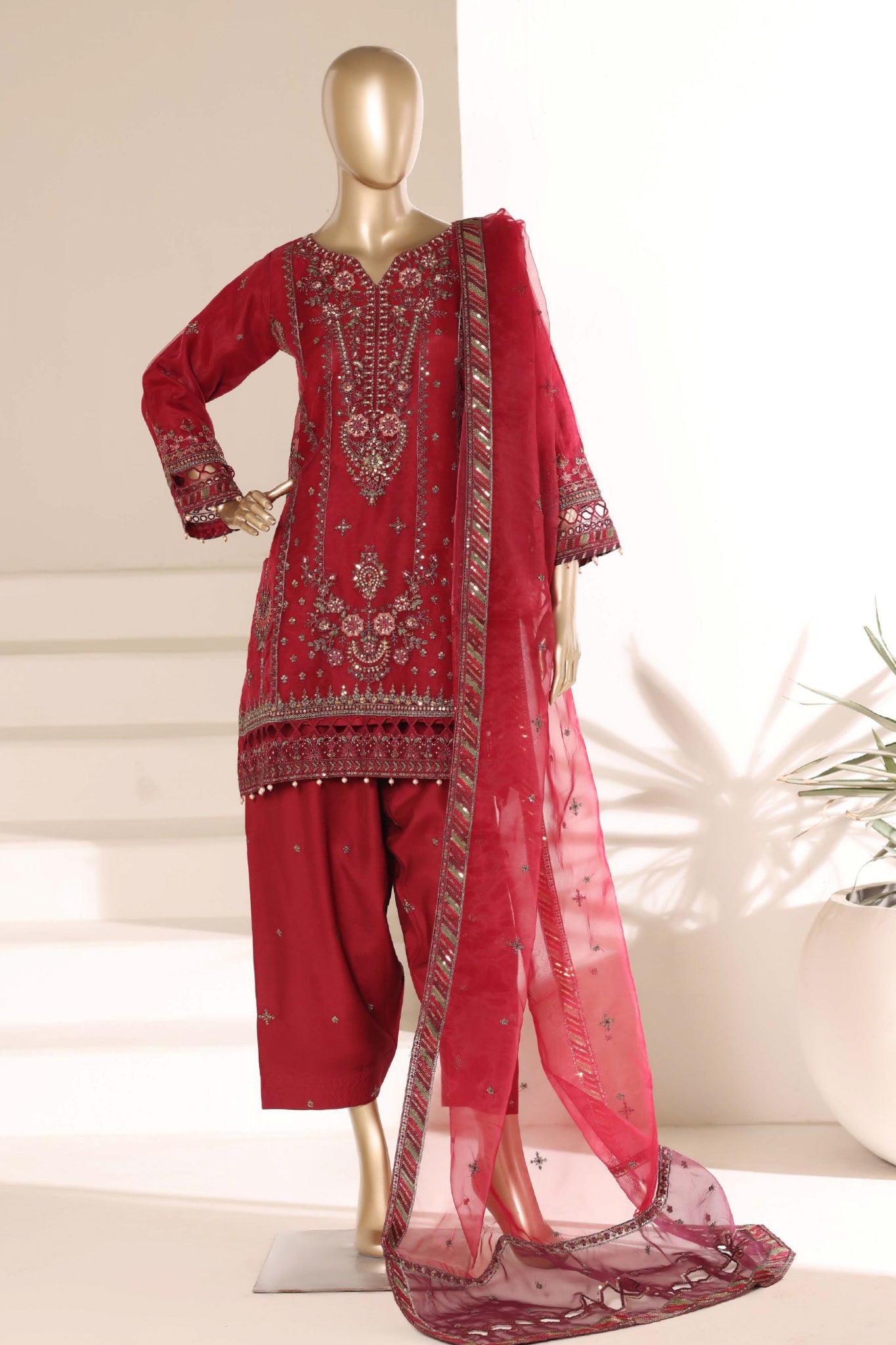 Mahpara By Sada Bahar Stitched 3 Piece Festive Formal Vol-03 Suit- B-40-MAROON