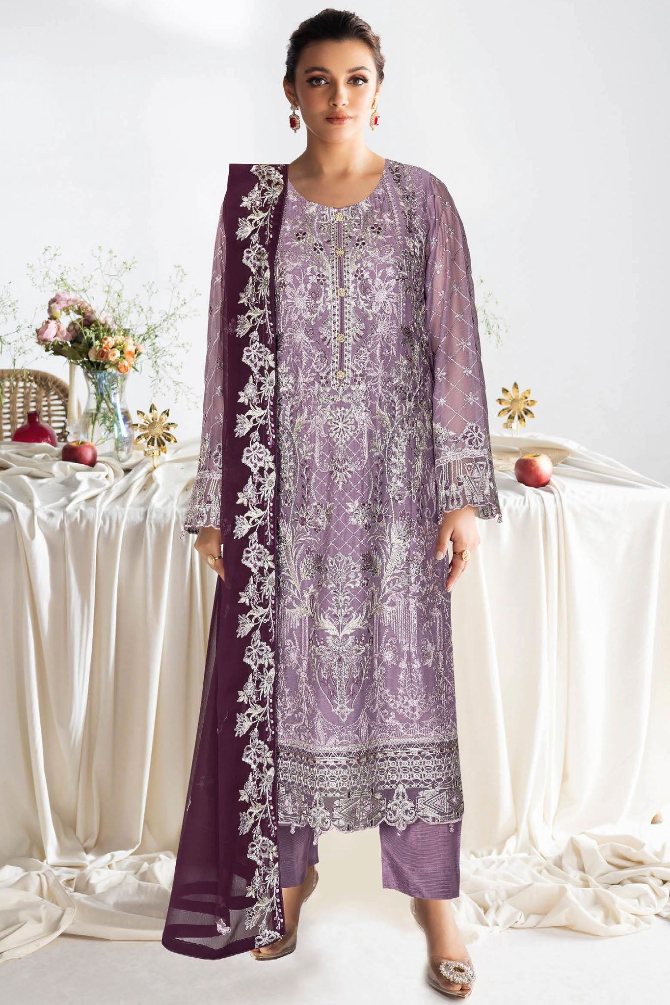 Sangeet by Ramsha Unstitched 3 Piece Chiffon Vol-04 Suit-B-410