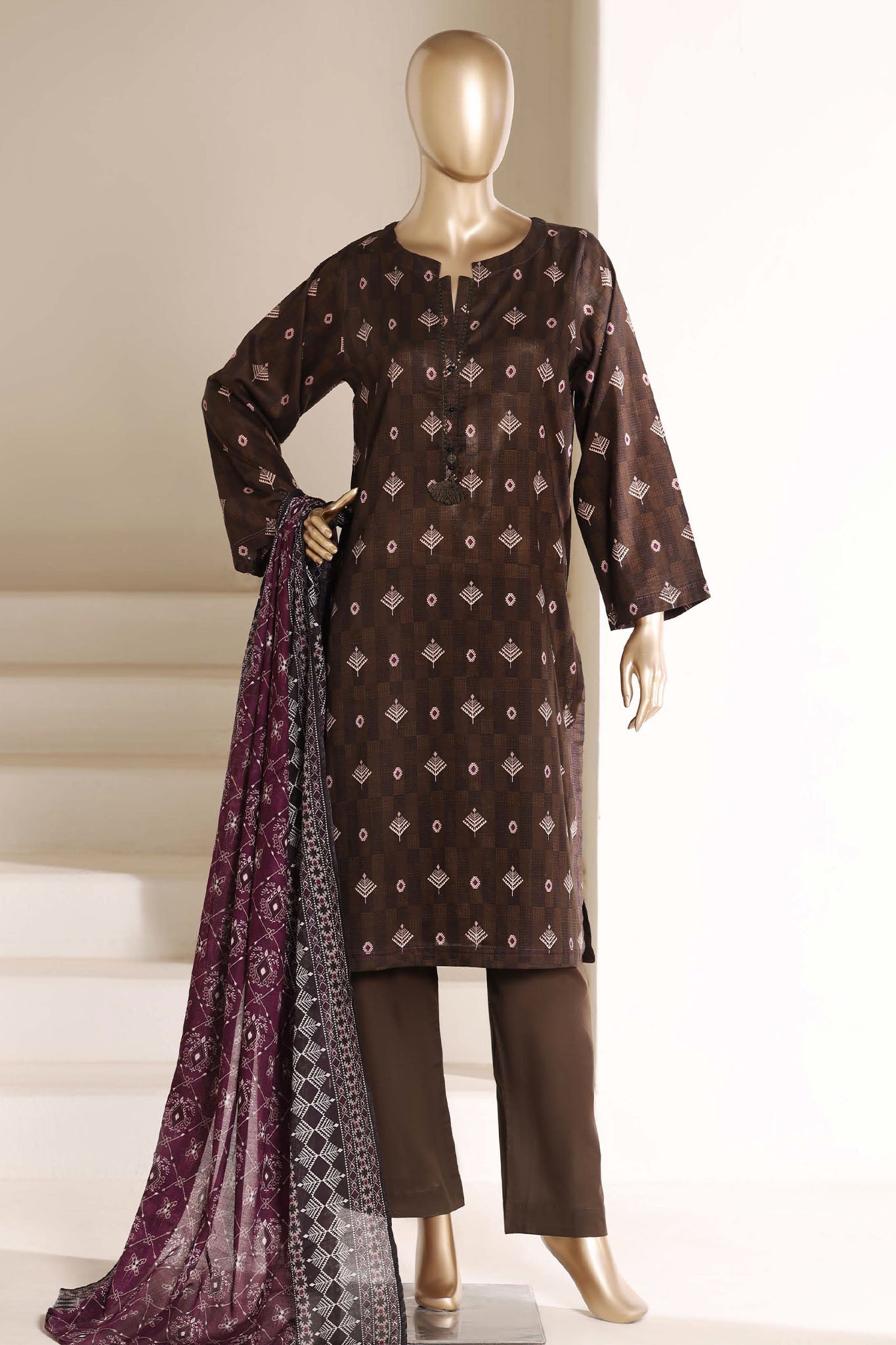 Sada Bahar Stitched 3 Piece Printed Lawn Vol-05 Suit-PR- 89B MEHANDI