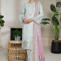 Bin Saeed Stitched 3 Piece Luxury Plain Cotton With Emb Printed Back Collection'2025-NSM-2475-Ferozi