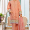Bin Saeed Stitched 3 Piece Luxury Plain Cotton With Chiffon Dupatta Collection'2025-SMPC-1863-Peach