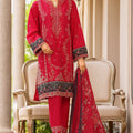 Bin Saeed Stitched 3 Piece Luxury Plain Cotton With Chiffon Dupatta Collection'2025-SMPC-1826-Red