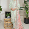 Bin Saeed Stitched 3 Piece Luxury Plain Cotton With Emb Printed Back Suit-NSM-2474-Green