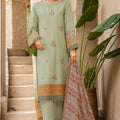 Bin Saeed Stitched 3 Piece Luxury Plain Cotton With Chiffon Dupatta Collection'2025-SMPC-1824-Pista