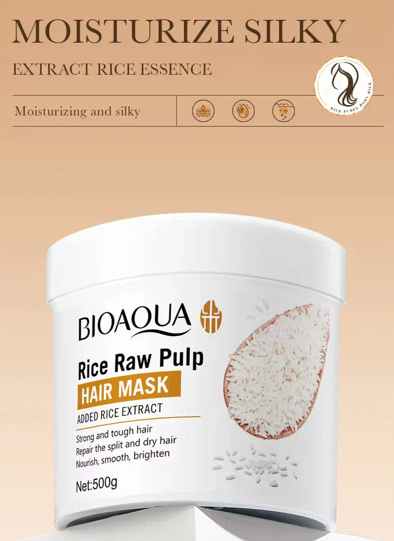 Bioaqua Rice Raw Pulp Hair Mask 500G