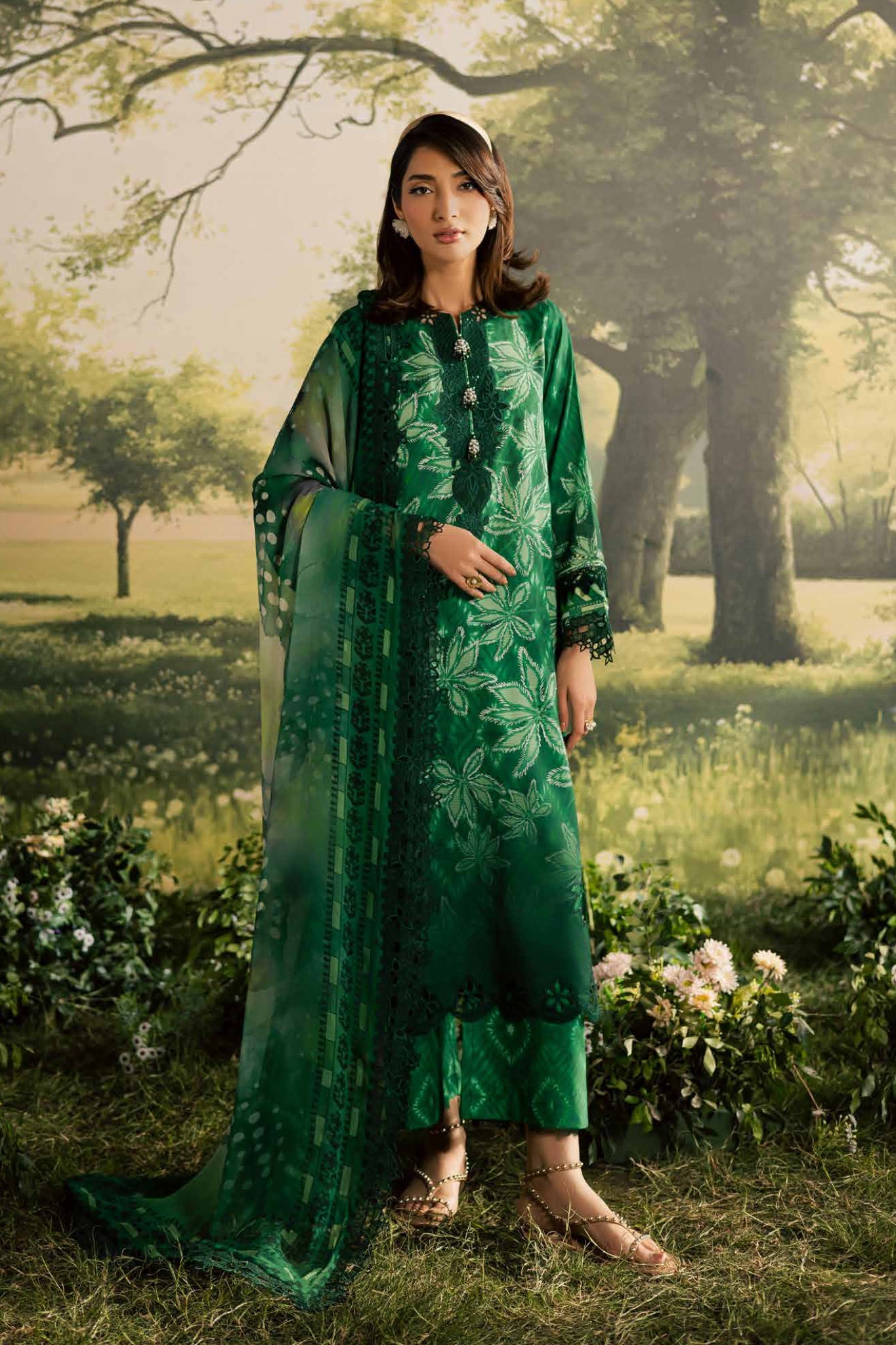 Bloom By Nureh Unstitched 3 Piece Emb and Printed Doriya Lawn Suit-BL-17