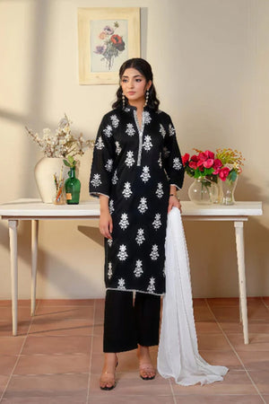 Tawakal Closet Stitched 3 Piece Summer Collection'2025-BLACK EMB