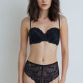 BLS - Eliana Wired And Padded Strapless Lace Bra Set - Black