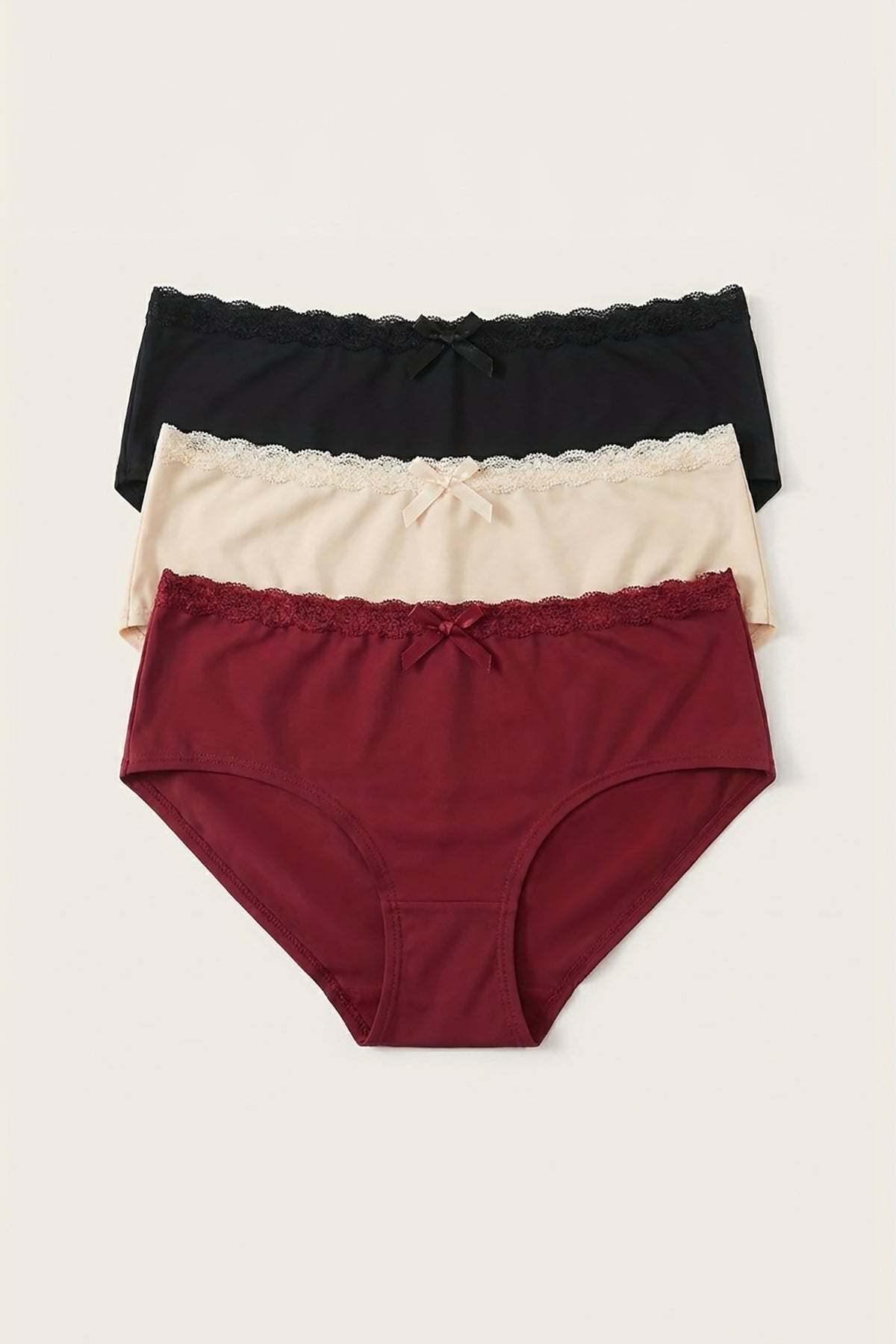 BLS - Cotton Panty Pack Of 3 - Negro-Merlot-Shifting Sand