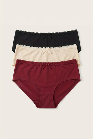 BLS - Cotton Panty Pack Of 3 - Negro-Merlot-Shifting Sand