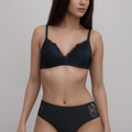 BLS - Ella Wireless And Padded Lace Bra Set - Black