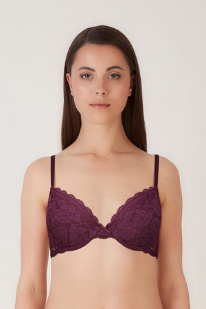 BLS - Passion Wired And Pushup Lace Bra - Berry