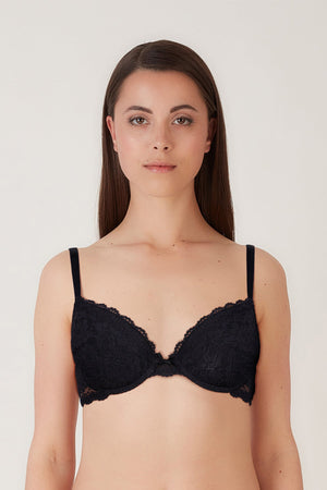 BLS - Passion Wired And Pushup Lace Bra - Black