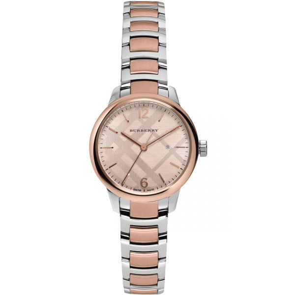 Burberry Classic Two-tone Stainless Steel Rose Gold Dial Quartz Watch for Ladies - BU10117