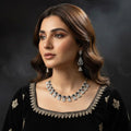 Zeesy Baguette Fringe Tassel Necklace Set