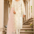 Bin Saeed Stitched 3 Piece Emb Chiffon Collection'2025-OWS-1789-Off White