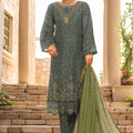 Bin Saeed Stitched 3 Piece Emb Lawn Frock Vol-02 Collection-SM-1629-Green