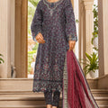 Bin Saeed Stitched 3 Piece Emb Lawn Frock Vol-02 Collection-SM-1630-Blue