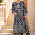 Bin Saeed Stitched 3 Piece Emb Lawn Frock Vol-02 Collection-SM-1633-Blue