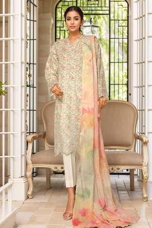 Bin Saeed Stitched 3 Piece Exc White and White Chikankari Collection'2025-SM-2001-Pista