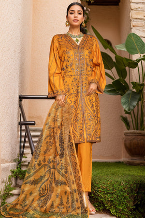 Bin Saeed Stitched 3 Piece Luxe Self & Self Collection'2025-NSM-2224-Mustard
