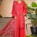 Bin Saeed Stitched 3 Piece Luxe Self & Self Collection'2025-NSM-2225-Red