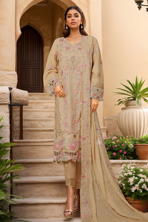 Bin Saeed Stitched 3 Piece Luxury Emb Chiffon Collection'2025-RTSC-2147-Fawn