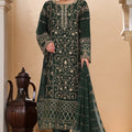Bin Saeed Stitched 3 Piece Luxury Emb Chiffon Frock Vol-03 Collection-OMSC-1679-Green
