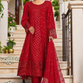 Bin Saeed Stitched 3 Piece Luxury Emb Chiffon Frock Vol-03 Collection-OMSC-1680-Red