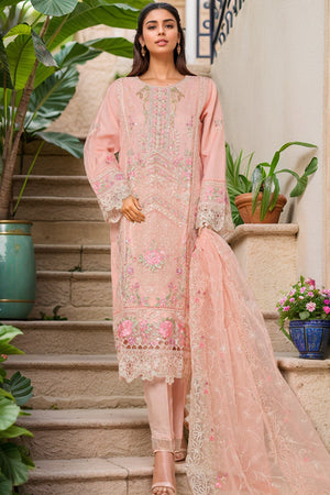 Bin Saeed Stitched 3 Piece Luxury Emb Chiffon & Organza Collection'2025-STSC-2194-Pink