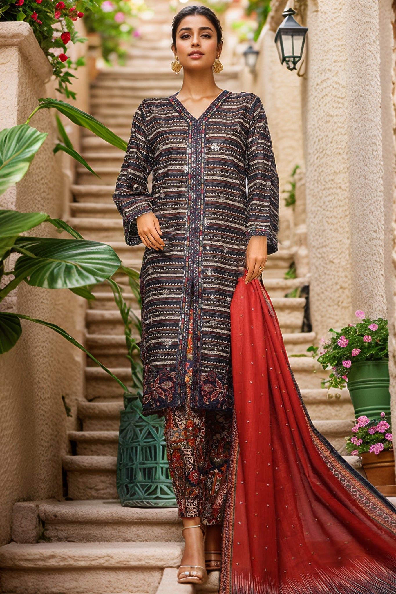 Bin Saeed Stitched 3 Piece Luxury Front Open Cutwork Vol-03 Collection'2025-SM-2159-Black