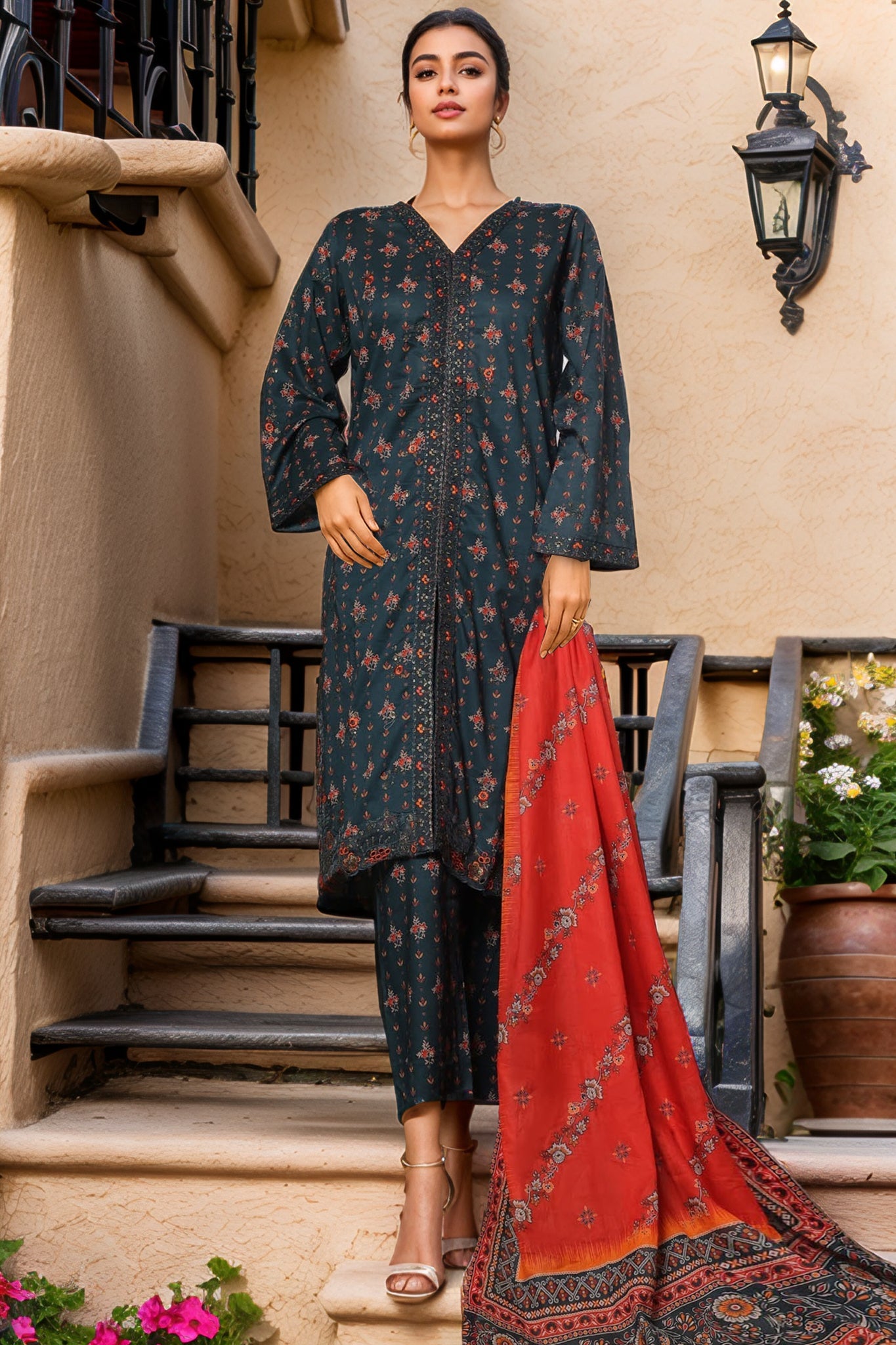 Bin Saeed Stitched 3 Piece Luxury Front Open Cutwork Vol-03 Collection'2025-SM-2161-Dark Green